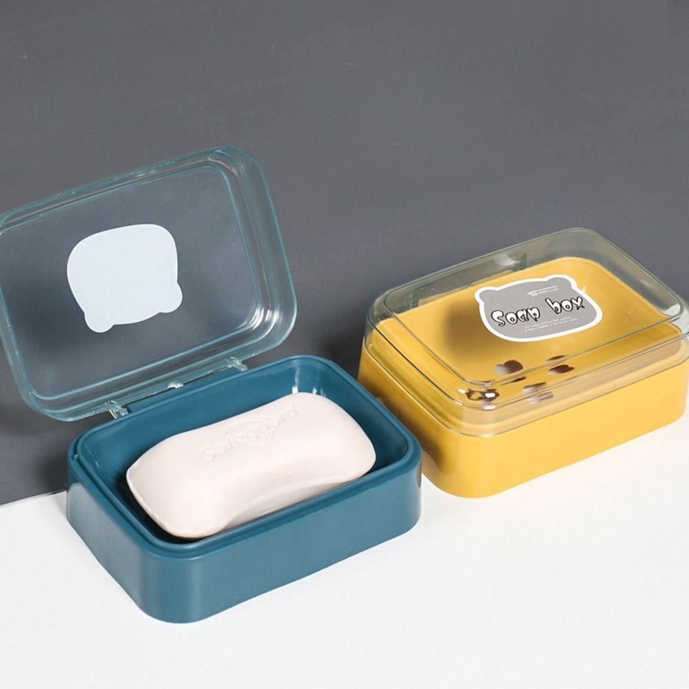 Plastic Soap Dish with Lid Keeps Soap Dry Flip Soap Box Creative Clamshell Soap Box  for Home