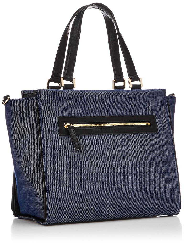 Tote Bag Denim Square Line Tote Navy [Rabaga Jerry] [Reprint Renewal] Women's