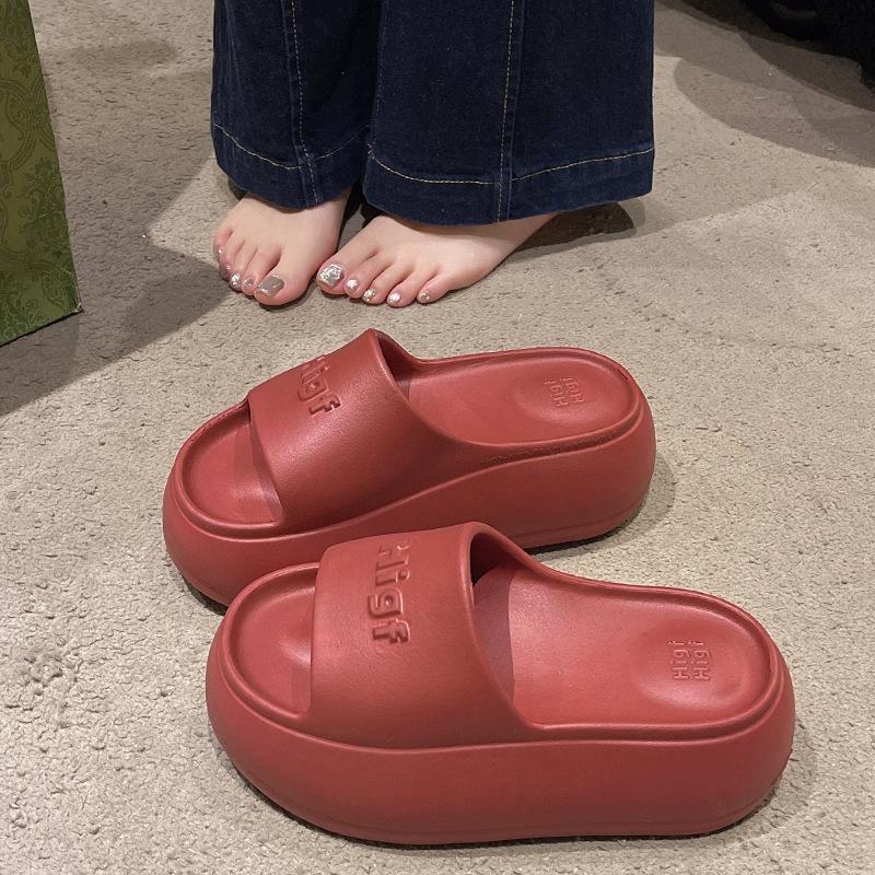 

Летняя одежда супер толстая подошва одно слово EA тапочки новые простые и универсальные удобные увеличение роста крутые тапочки женщины 37-38