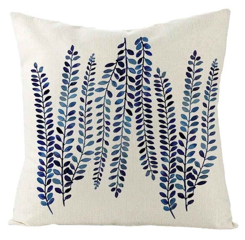 Boho Blue Geometric Series Linen Cushion Cover Throw Pillow Case Modern Minimalist Home Decor Pillowcase Pillow Cover for Couch