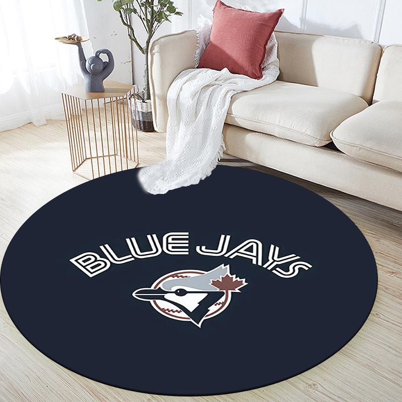 Toronto Blue Jays Round Area Rug,Carpet Rug for Living Room Bedroom Sofa Playroom Decor,Non-slip Floor Mat