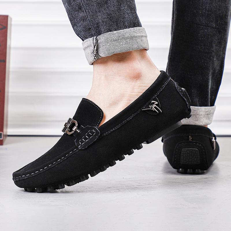 Sapatos masculinos de couro sem cadarço, leves, casuais, mocassins, clássicos, confortáveis, para dirigir, mocassins masculinos