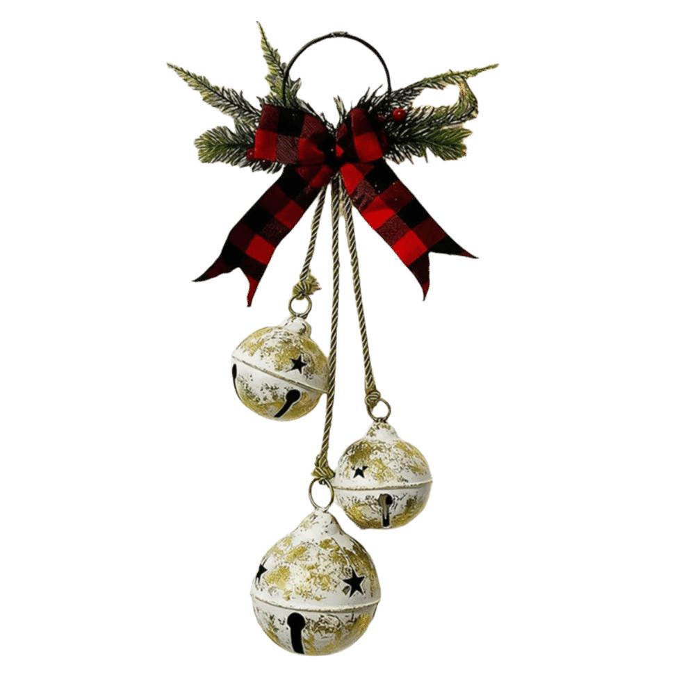 Jingle Bells Christmas Tree Ornaments DIY Shatterproof Xmas Tree Hangings Pendant Bow Door Decoration Party Supplies Fireplace