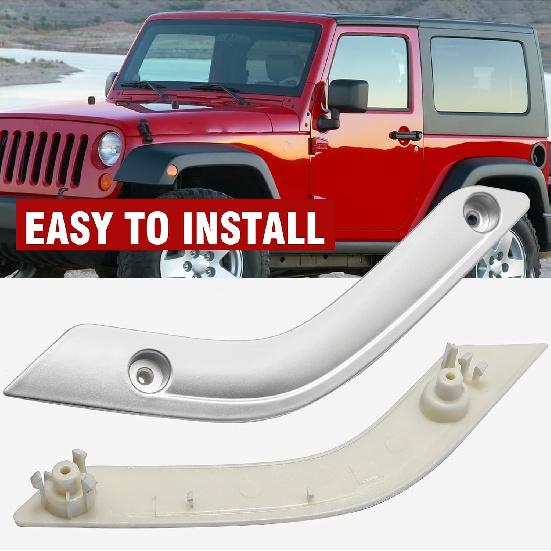 Interior Door Grab Handle Inserts Cover, Door Handle Trim Cover | Replacement for Jeep Wrangler JK JKU 2011-2018, Replaces 1RC72JAHAD