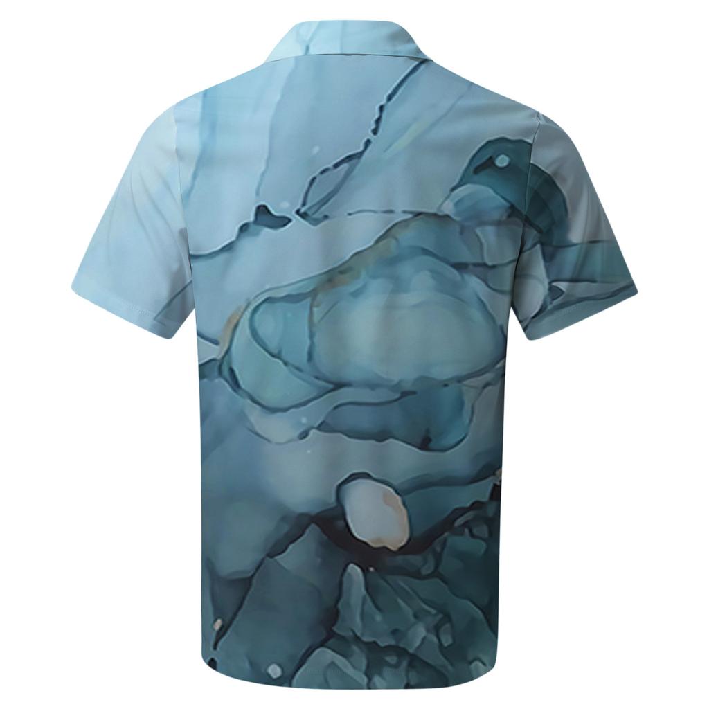 Mens Fashion Ethnic Short Sleeve Casual Printing Hawaiian Shirt Blouse T-shirt