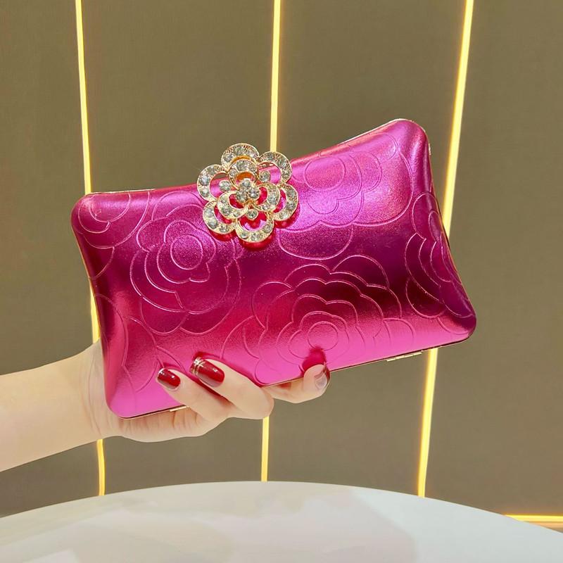 Luxury High-end 3D Embossing Women's Evening Bag Brand Design Diamond Flower Dinner Handbags Fashion Wedding Dress Crossbody Bag
