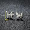 Mini 925 Sterling Copper Stud Earrings for Girls Cartoon Animal Ear Studs Fashion Dinosaur Butterfly Bat Ear Piercing Zircon