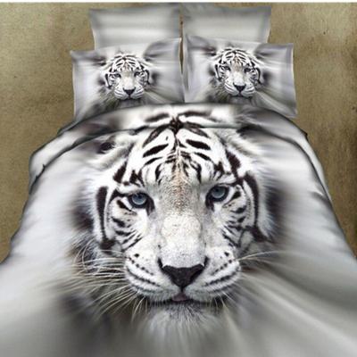 White Tigers 3d Animal Bedding Set Queen Twin Size Duvet Cover Pillow Cases Full Twin Size Bed Linen Set
