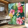 Bunte tropische Hibiskusblumen Duschvorhang Waschbar Schmutzabweisend Duschkopf wasserdicht Polyester Badezimmervorhang