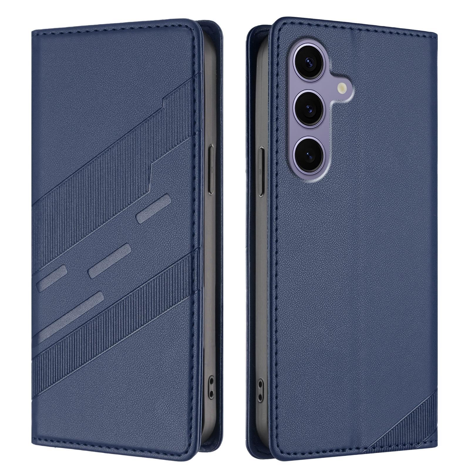 

Чехлы для телефона Samsung Galaxy S24 FE в стиле панк с тиснением, кошелек-подставка, кожаная обложка Dark Blue