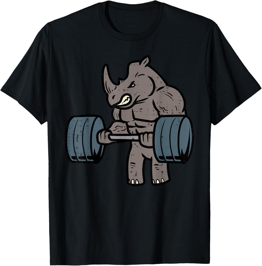 Workout Rhino Deadlift Funny Gym Fitness Exercise Unisex Unisex Tshirt Y2k Kawayi Individuality Printed Tshirt