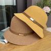 Cotton and linen knitted belt buckle decorative dome hat spring and summer elegant bucket hat ladies sunscreen sunshade basin hat
