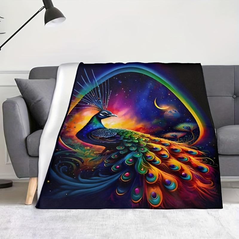 1pc New Global Feather Peacock Blanket Gifts to Men Women Ultra-Soft And Comfortable Nap Blanket for home office four season use