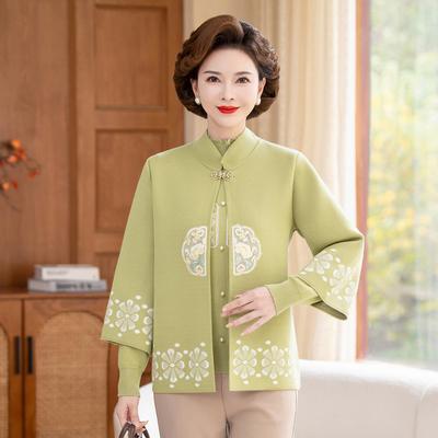Autumn and Winter Mother Women's Knitted Sweater Middle-aged and Elderly Women's Top Dress