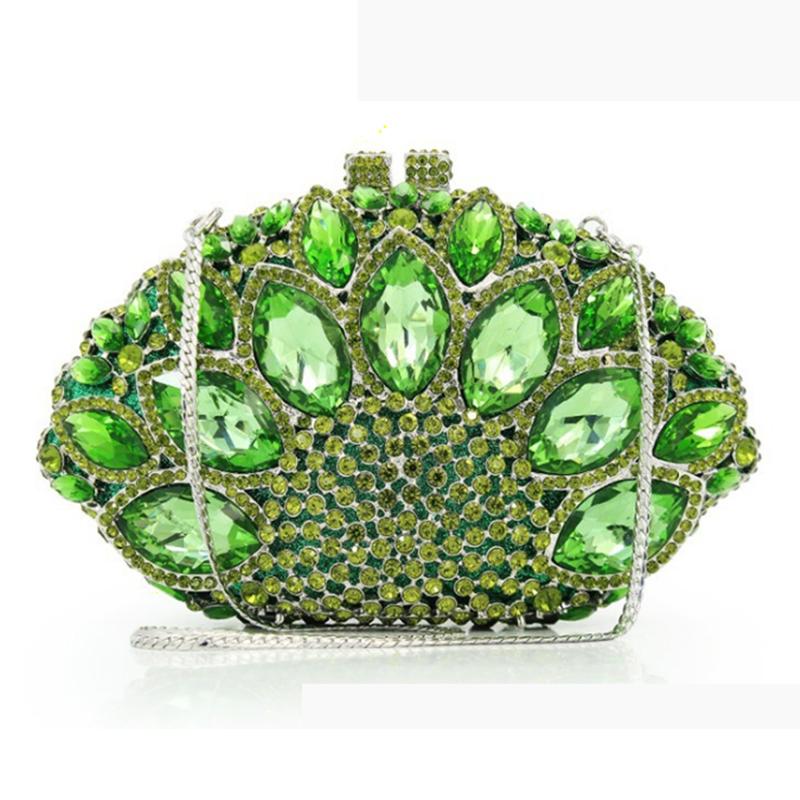 Fan Big Stone Rhinestone Wedding Purse White Clear Evening Bridal Clutch Luxury Women’s Crystal Party Prom Handbag Formal Bag