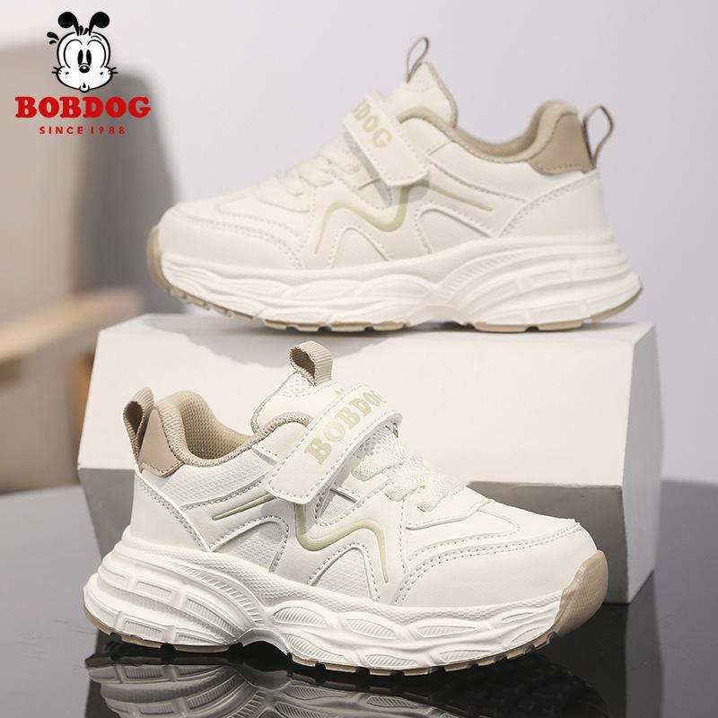 Babudou Girls' Shoes for Spring and autumn2026New Girls' Athletic Shoes, Waterproof Leather Upper, Casual Running Shoes