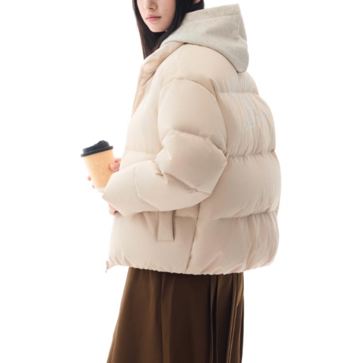 Anta Comfortable Breathable Loose Fit Down Jacket With Letter Zipper Stand Collar Women Outerwear Pink 162448905N-2
