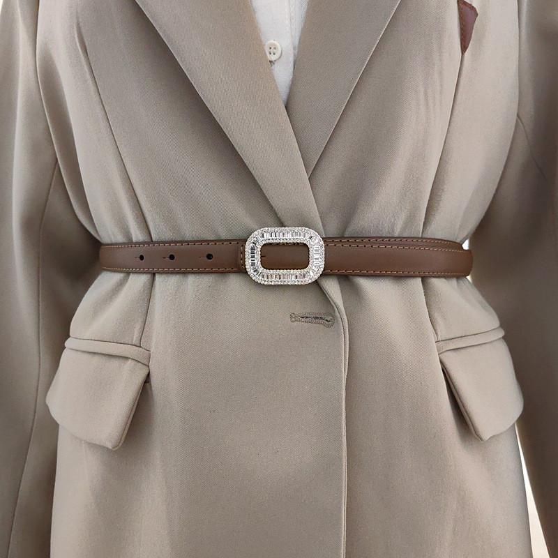 Womens Style Minimalist Derma Waist Belt Metal Buckle Dress Suit Belt Shapewear