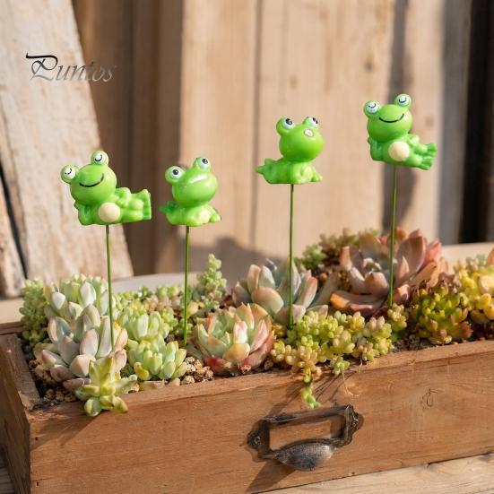 Miniature Frog Figurines for Plants Garden Stakes, Waterproof Resin Ornaments, Cute Figurines, Succulents Whimsical Set Pots Decoration Potted
