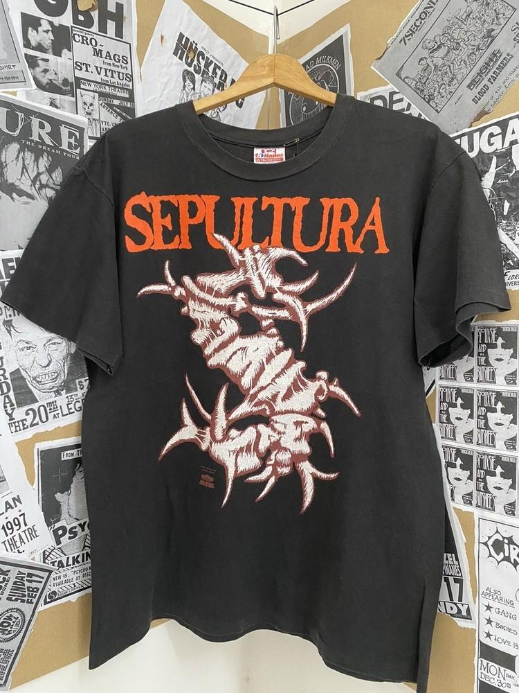 Vintage 1991’ Sepultura Band Shirt Rare Design Black Unisex Shirt S5XL WA1459 Unisex T-Shirt XL