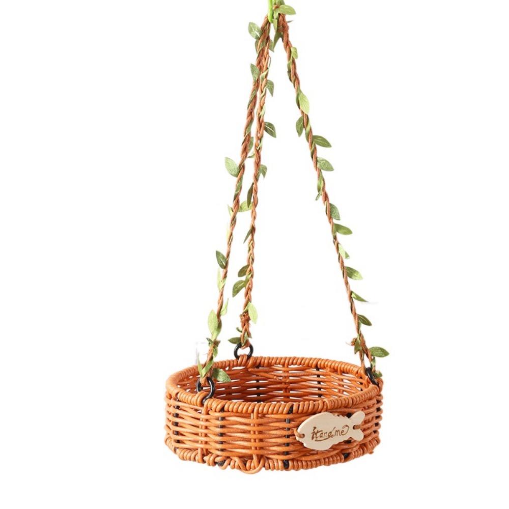 Vintage Imitation Rattan Pet Bird Nest Hand-Woven Round/Square Bird Hammock for Cage Adjustable Washable Bird Sleeping Hut Cage