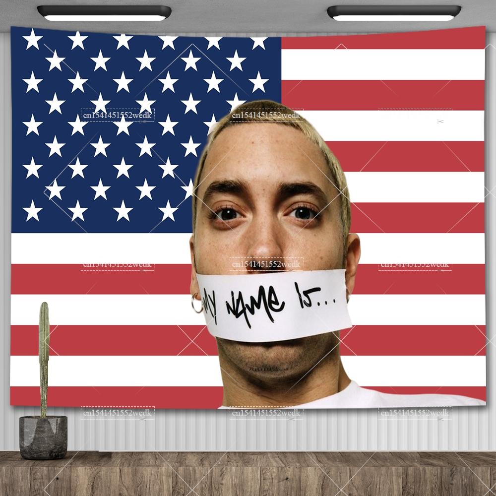 Amerikanischer Rap-Gott Hip-Hop-Musikflagge Eminem Wandteppiche Wandbehang Meme-Wandteppich Kunst Ästhetische Raumdekoration Schlafzimmer-Wandbehänge