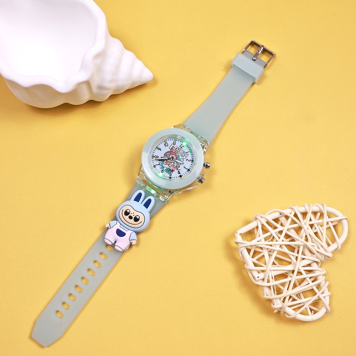 

Labubu Children s Cute Doll, Cool Luminous Pointer Quartz Watch watch + battery світло-синій колір