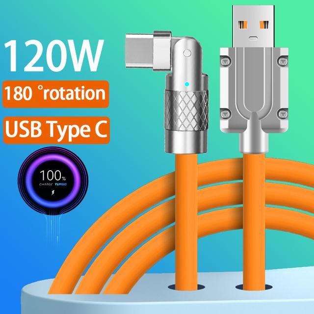 

3 в 1 локтевой кабель для быстрой зарядки 120 Вт Micro USB Type-C несколько телефонных кабелей USB жидкий силикон для Xiaomi 13 Samsung IPhone 14 13 1.5M