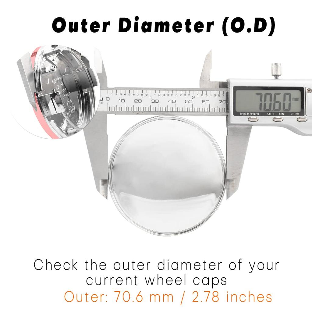 BBS 09.24.467 Felge für Chromsilber 70,6 mm 2,8" Radnabenkappen 4 Stück (Außen: 2,8", Innen: 2,4 ")