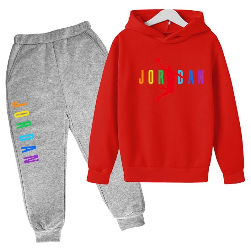 2-13 Anni Bambini e Bambine Abbigliamento Semplice Autunno Primavera 2 Pezzi Felpa+Pantaloni Stampa Lettere Tute Bambini Casual Set