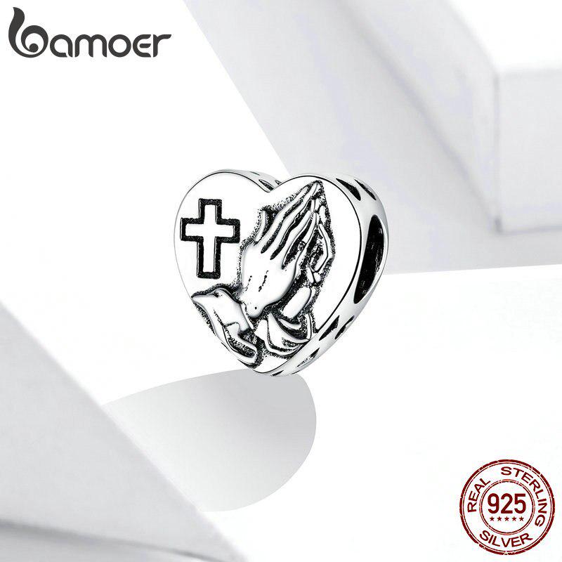 

Bamoer окисленный ретро-подвеска «Молись о любви», подходит для оригинальных браслетов и браслетов, ювелирные изделия из стерлингового серебра 925 пробы 925 silver