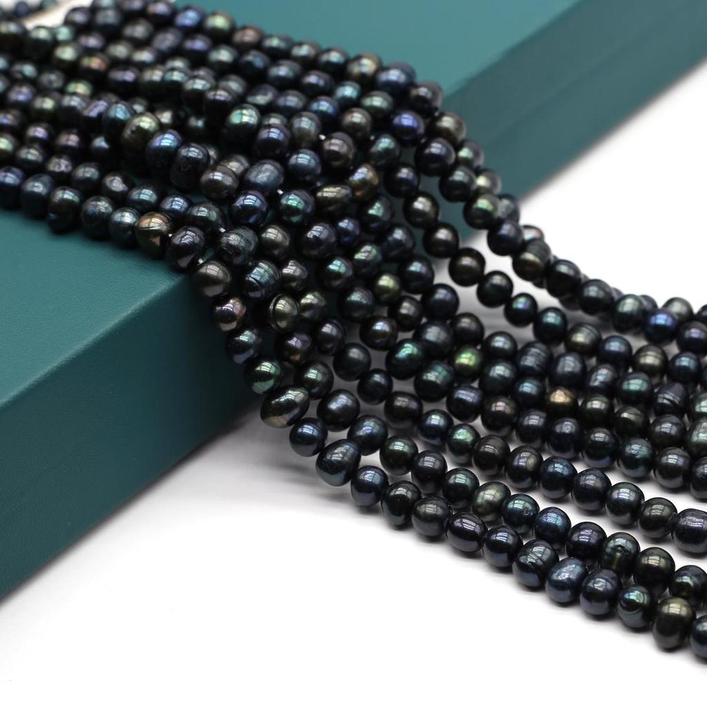 AA Sötvatten Svart Pärla Rund Isoleringspärlor 8-9 mm För Smyckestillverkning DIY Halsband Armband Örhängen Tillbehör