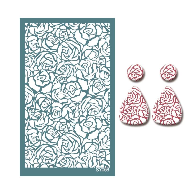 Polymer Clay Coloring Silk Screen Stencil Reusable Line Pattern Printing Clay Stamps DIY Earrings Jewelry Making Pottery Tools