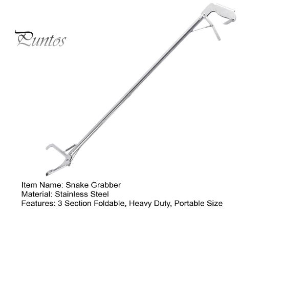 Schlangengreifer aus Edelstahl, 3-teilig, faltbar, Klapperschlangen-Reptilienzange, Fangzange, robustes Metall, breite Backe, Schlangenhandhabungswerkzeug