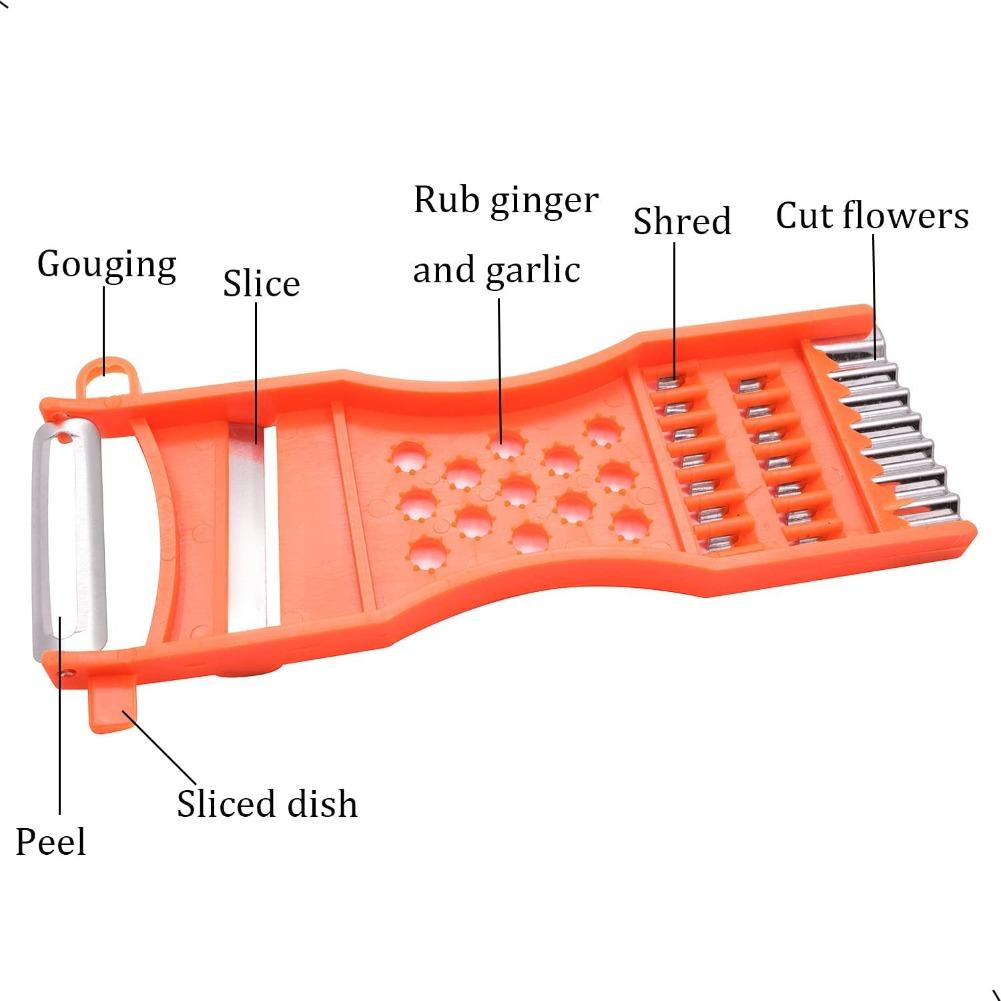 1Pc Handheld Multifunction Kitchen Peeler & Slicer –Plastic Grater Tool for Vegetables, Fruits, Potatoes, Carrots, Cheese & More