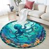 Octopus and Starfish Round Area Rug,Carpet Rug for Living Room Bedroom Sofa Playroom Decor,Non-slip Floor Mat