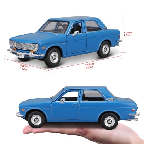 Maisto 1/24 Scale Nissan 1971 Datsun 510 Blue / Diecast Model Car, Finished Model, 31518 BU