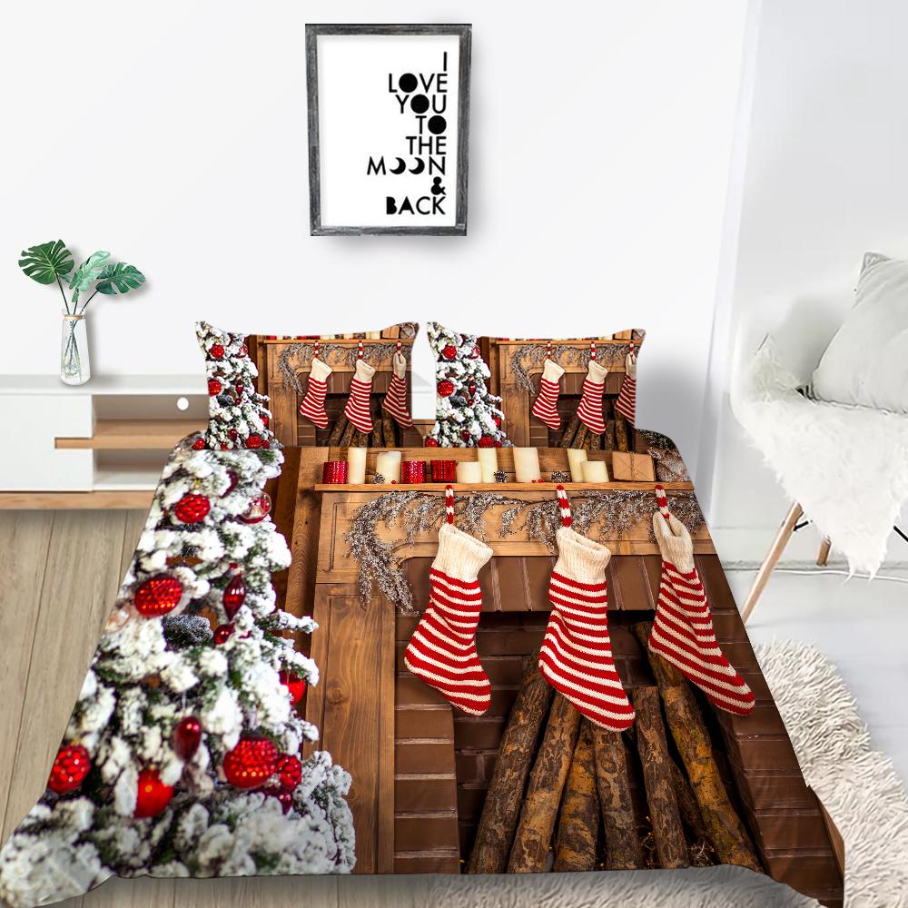 

Постельные принадлежности Большая двуспальная кровать Полный размер Рождественский комплект постельного белья Двуспальная кровать Постельные принадлежности Рождественское украшение постельного белья DE 100x135cm