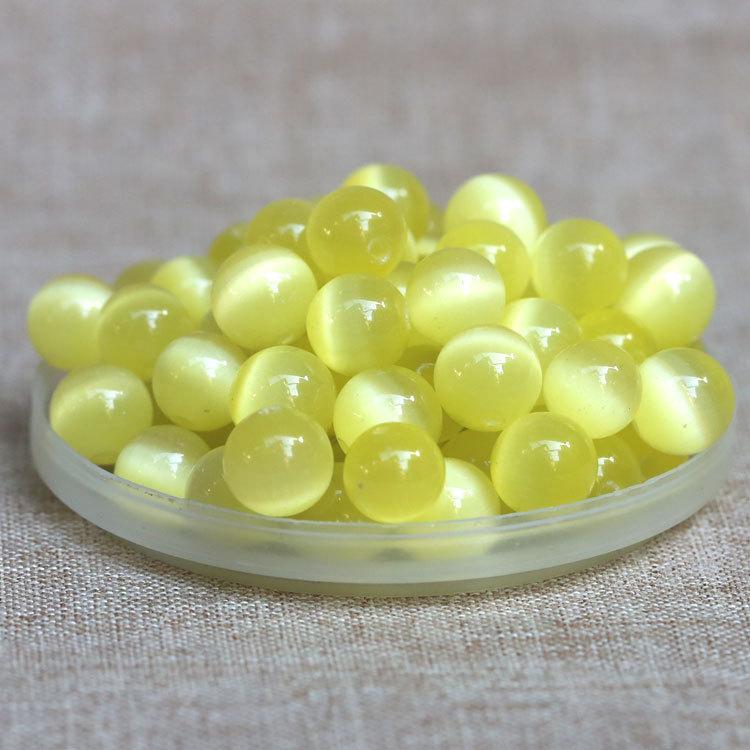 

Яскраві кольорові намистини з котячого ока, ручної роботи DIY скляний браслет, аксесуари для браслетів, високоякісні аксесуари 6mm 50pcs жовтий