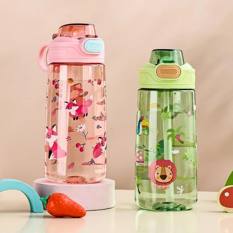 550ML Cute Kids Water Bottle with Straw Free BPA Leakproof Outdoor Portable Children's Cups School Water Bottle for Children