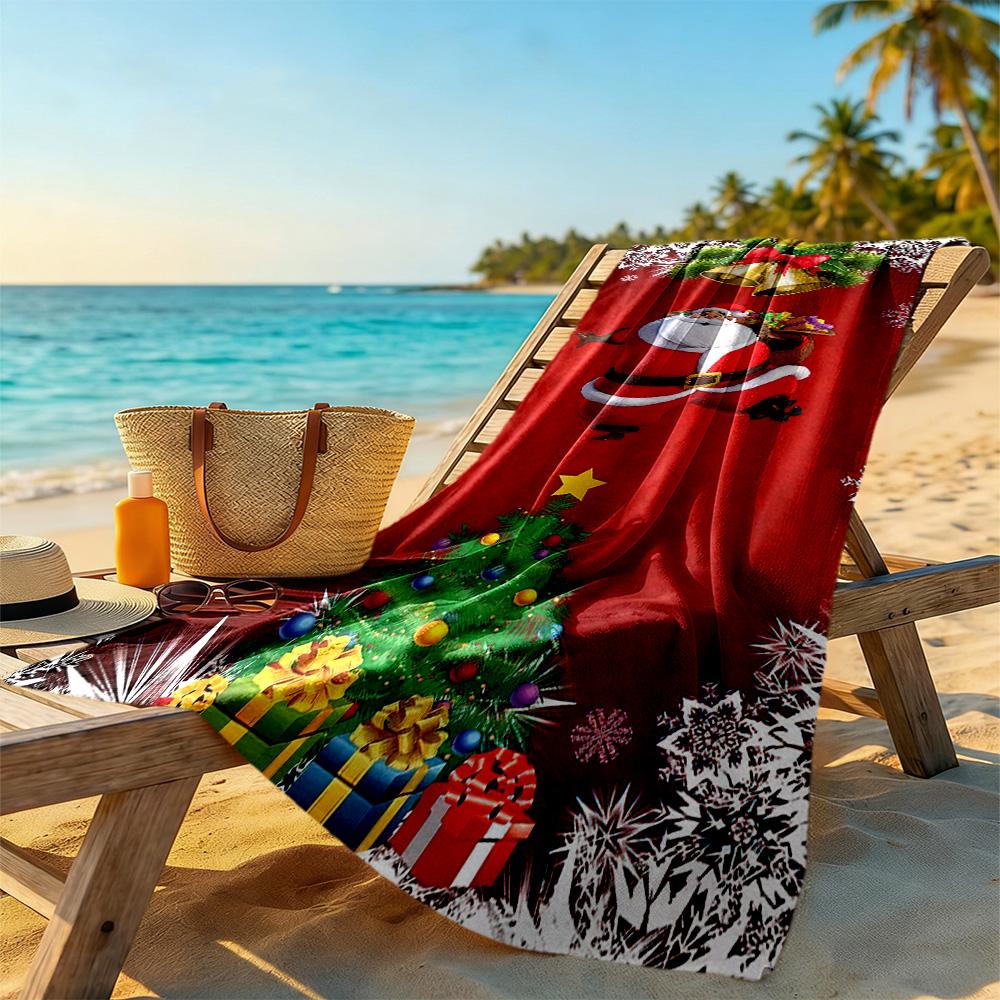 Christmas Beach Towel Super Soft Microfiber Quickdry Fabric Comfortable Lightweight