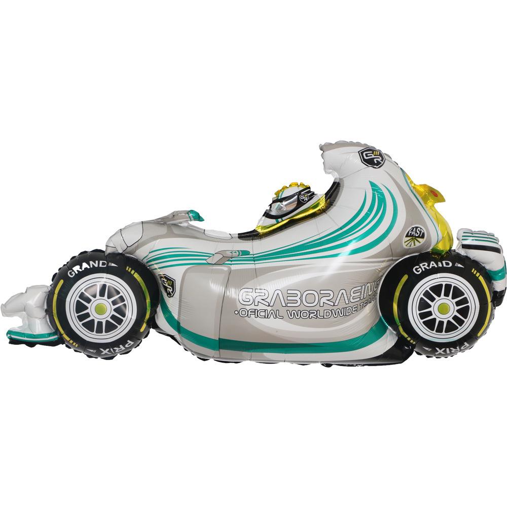 Tire Helmet Balloon 18 Inch Black And White Plaid Round Aluminum Film Balloon Racing Theme Party Decorative Balloon