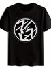 T-shirt Vintage Rock Band Graphic - Black Short Sleeve Round Neck Summer Tee with White Lettering
