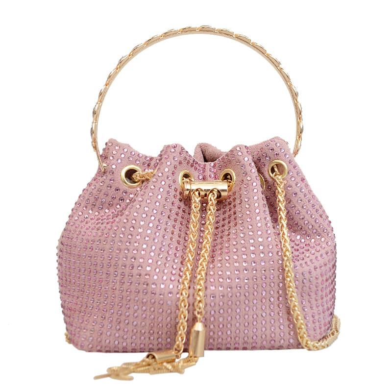 Women's niche temperament messenger bag ersatile diamond chain portable bucket bag ide dinner bag