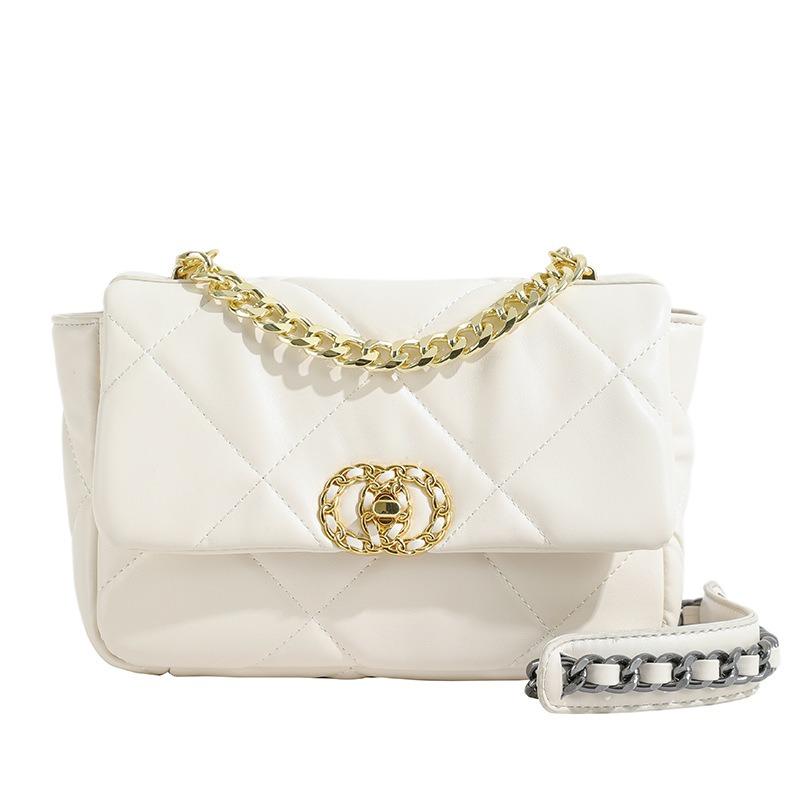 Rhombus Embroidery Thread Small Bag Women's New Fashion Versatile Chain Messenger Bag Exquisite Mini Square Bag