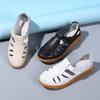 BrandNew SpringSeason Lady Sandals Hollow Hole FootPairs Beans FootPairs DailyWear Mother Genuine Leather Flat White FootPairs