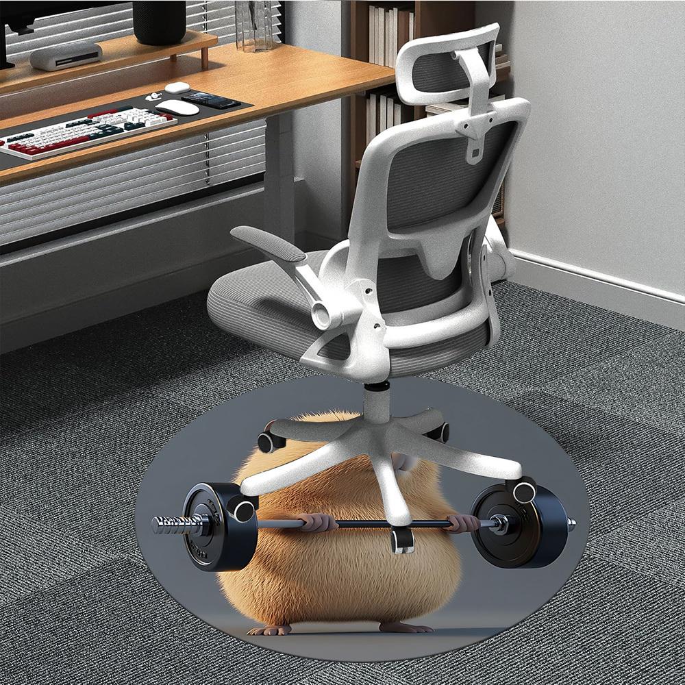 1pc Capybara Workout Gear Carpet for Office Non Slip, Round Carpet, Soft & Comfortable, Carpet for Office, Lightweight Round Floor Mat