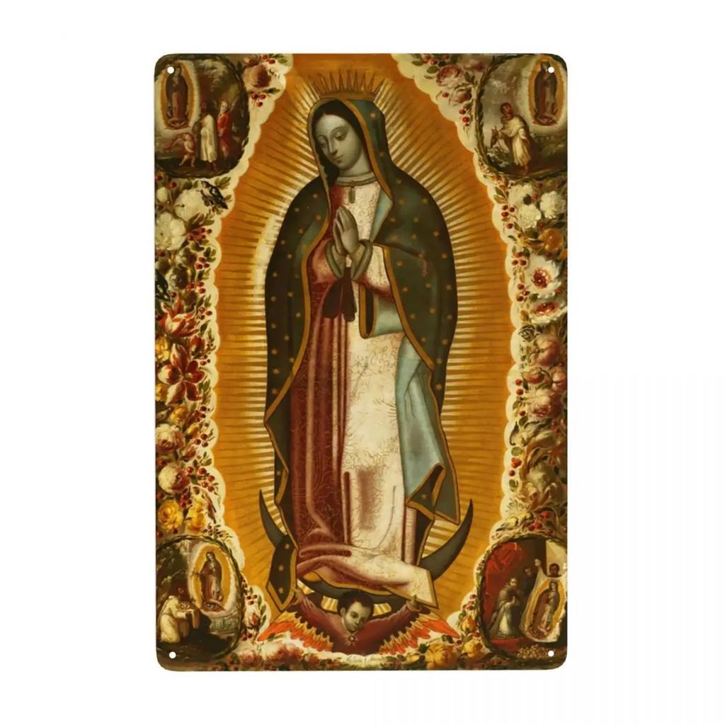 Retro Virgin Mary Of Guadalupe Metal Signs Custom Mexico Catholic Saint Tin Plaque Pub Cafe Yard Home Decor 30x20cm