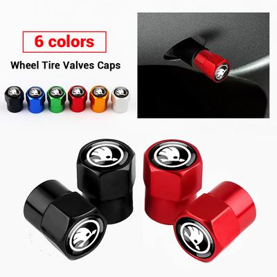4Pc 3D Metal Tire Valve Caps Car Tyre Air Stems Cover Accessories For Fabia Superb Octavia 2 Karoq VII Yeti Scala Kamiq A5 Usbn43