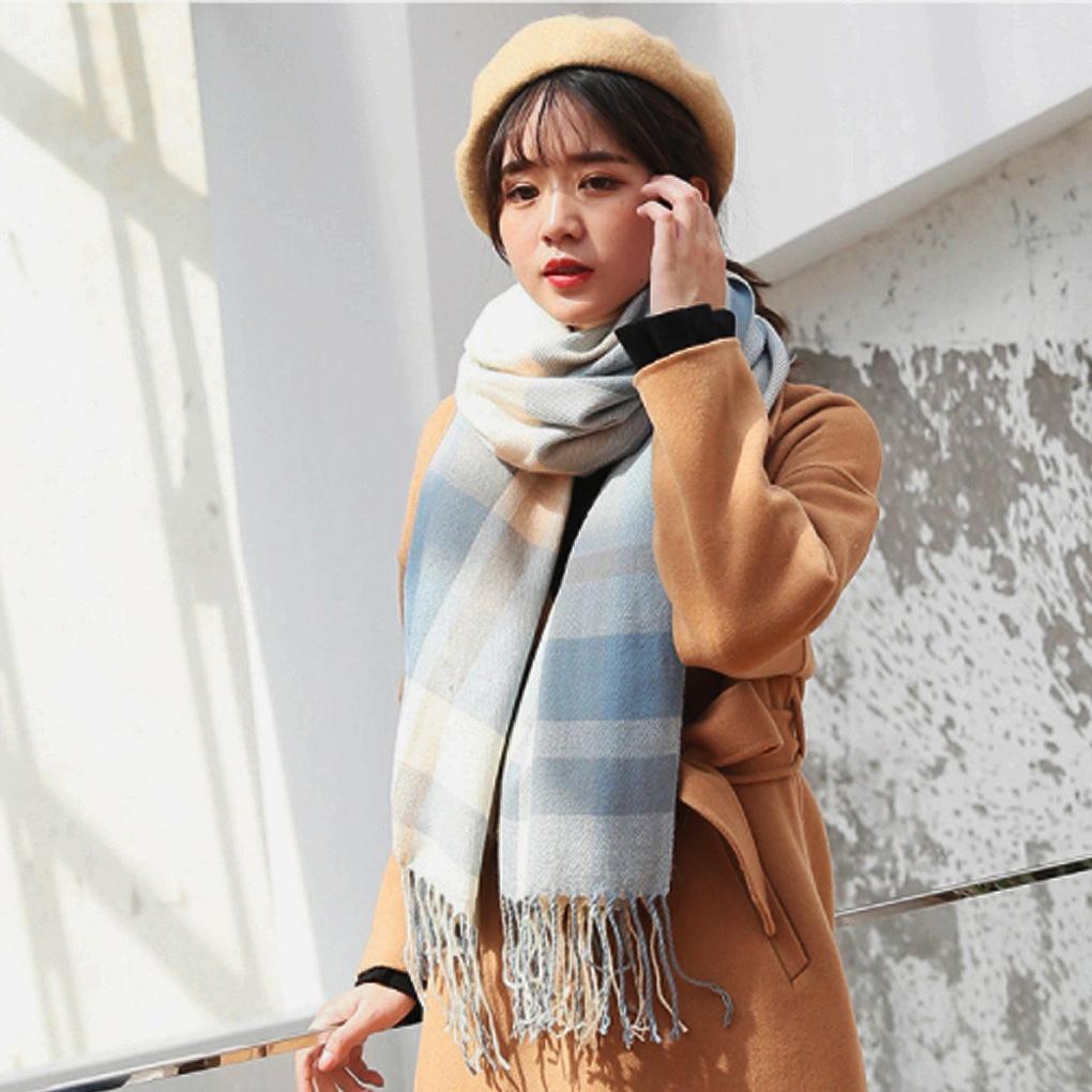 Cashmere Winter Soft Check Muffler Women's Scarf